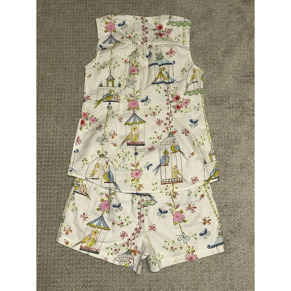 Vintage The Cat's Pajamas Short Set Button Front Birds Short Sleeve Rare - Picture 5 of 16